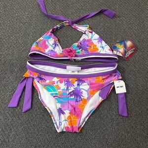 Breaking Waves Bikini Girls Size 16 Bathing Suit Swimsuit Floral Tropical Set